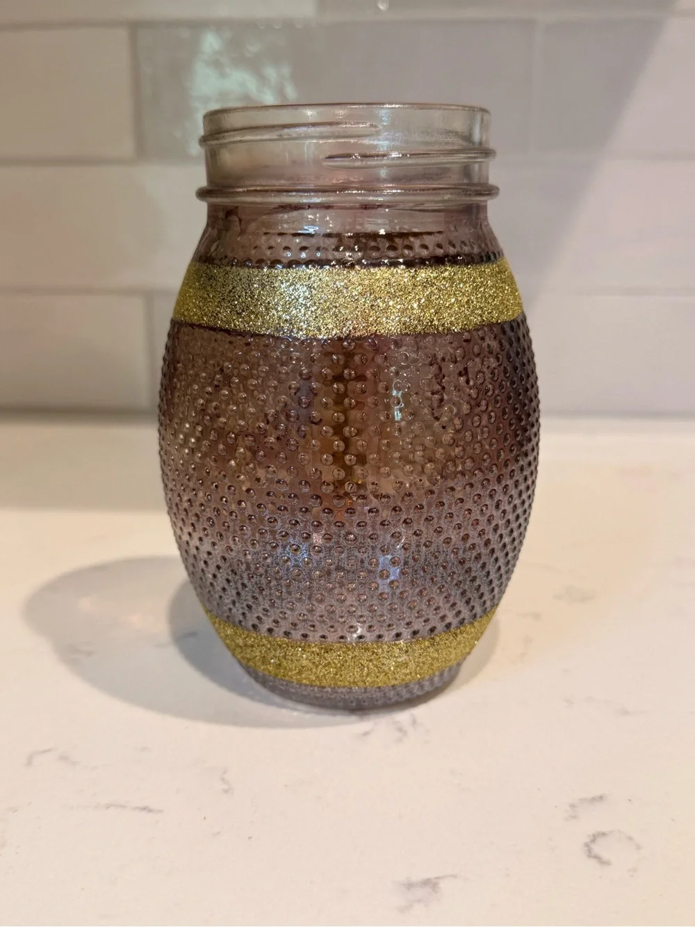 Glitter Football Mason Jar Drinking Glass – 20 oz